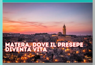 Vista panoramica dei Sassi di Matera al tramonto durante il periodo natalizio